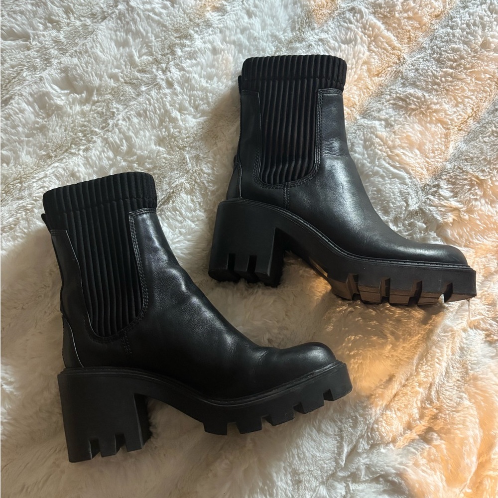 Aldo Black Ribbed Heeled Boots